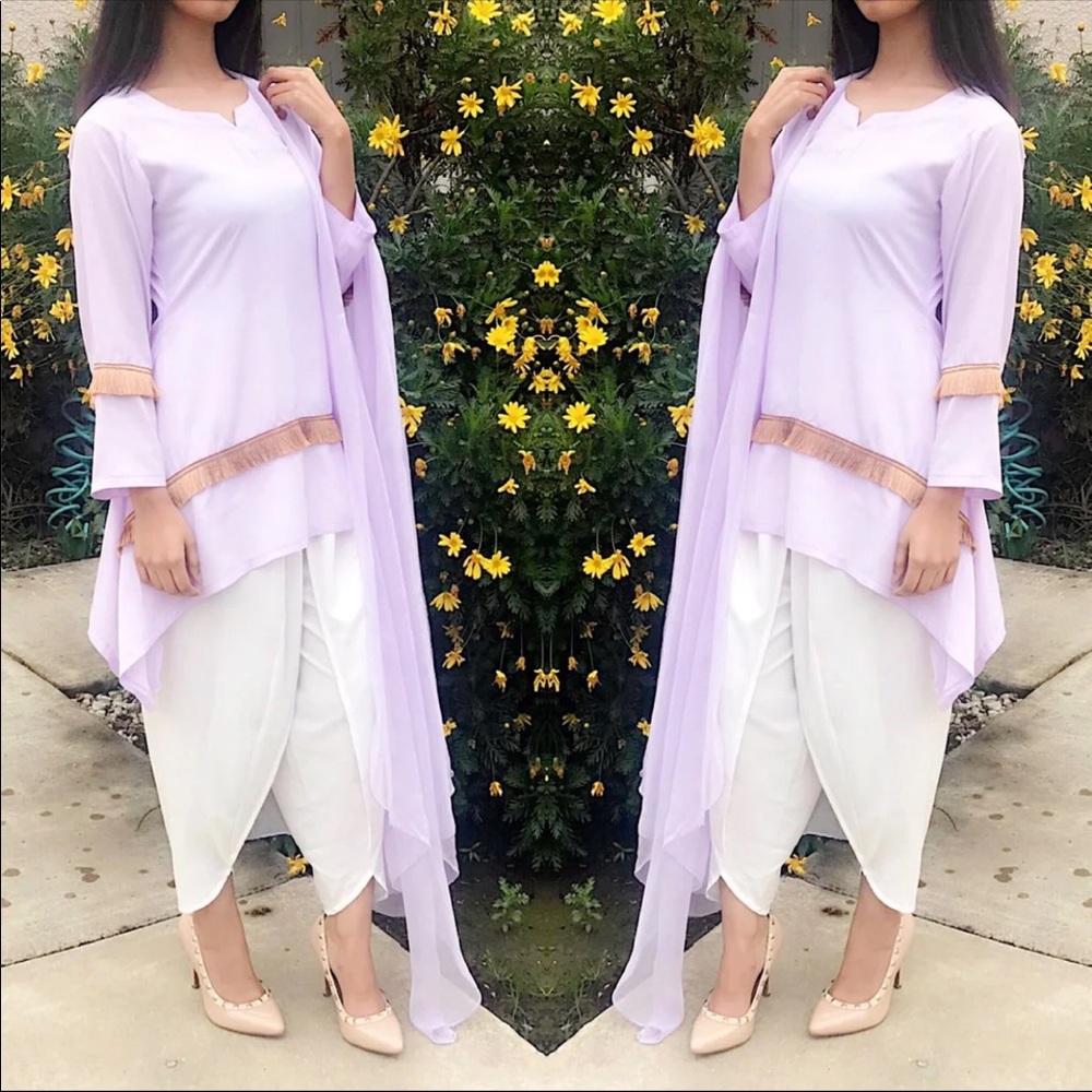 Purple and white tulip outfit